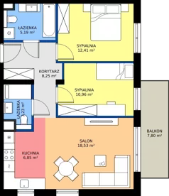 3 pokoje, mieszkanie 65,42 m², piętro 2, oferta nr G.2.25.3k, art.TEO - bud. G, H, Łódź, Polesie, Teofilów, ul. Kaczeńcowa