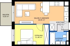 2 pokoje, mieszkanie 37,35 m², piętro 2, oferta nr G.2.23.2a, art.TEO - bud. G, H, Łódź, Polesie, Teofilów, ul. Kaczeńcowa