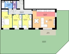 4 pokoje, mieszkanie 73,35 m², parter, oferta nr H.0.04.4k, art.TEO - bud. G, H, Łódź, Polesie, Teofilów, ul. Kaczeńcowa