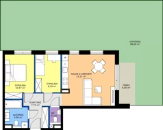 3 pokoje, mieszkanie 54,95 m², piętro 1, oferta nr G.1.12.3a, art.TEO - bud. G, H, Łódź, Polesie, Teofilów, ul. Kaczeńcowa