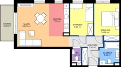 3 pokoje, mieszkanie 62,47 m², piętro 2, oferta nr H.2.12.3k, art.TEO - bud. G, H, Łódź, Polesie, Teofilów, ul. Kaczeńcowa