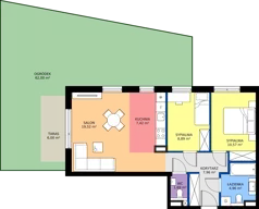3 pokoje, mieszkanie 58,22 m², piętro 1, oferta nr H.1.10.3k, art.TEO - bud. G, H, Łódź, Polesie, Teofilów, ul. Kaczeńcowa