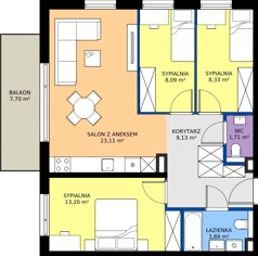 4 pokoje, mieszkanie 67,46 m², piętro 2, oferta nr A.2.15.4a, art.TEO - bud. A, Łódź, Polesie, Teofilów, ul. Kaczeńcowa
