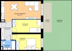 3 pokoje, mieszkanie 56,26 m², piętro 1, oferta nr A.1.44.3a, art.TEO - bud. A, Łódź, Polesie, Teofilów, ul. Kaczeńcowa