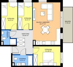 4 pokoje, mieszkanie 70,92 m², piętro 3, oferta nr A.3.23.4a, art.TEO - bud. A, Łódź, Polesie, Teofilów, ul. Kaczeńcowa