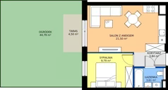 2 pokoje, mieszkanie 36,77 m², piętro 1, oferta nr A.1.11.2a, art.TEO - bud. A, Łódź, Polesie, Teofilów, ul. Kaczeńcowa