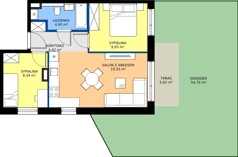3 pokoje, mieszkanie 45,58 m², piętro 1, oferta nr A.1.47.3a, art.TEO - bud. A, Łódź, Polesie, Teofilów, ul. Kaczeńcowa