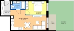 2 pokoje, mieszkanie 43,48 m², parter, oferta nr A.0.6.2a, art.TEO - bud. A, Łódź, Polesie, Teofilów, ul. Kaczeńcowa