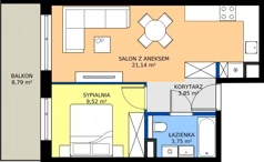 2 pokoje, mieszkanie 38,26 m², piętro 1, oferta nr A.1.42.2a, art.TEO - bud. A, Łódź, Polesie, Teofilów, ul. Kaczeńcowa