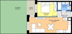 2 pokoje, mieszkanie 38,27 m², piętro 1, oferta nr A.1.48.2a, art.TEO - bud. A, Łódź, Polesie, Teofilów, ul. Kaczeńcowa