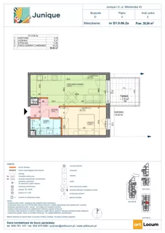 2 pokoje, mieszkanie 39,94 m², parter, oferta nr D2.0.06.2a, Junique I.II, Poznań, Grunwald, Junikowo, ul. Miśnieńska 38, 39, 43