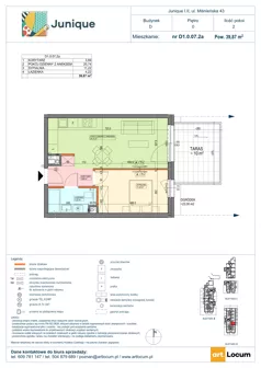 2 pokoje, mieszkanie 39,87 m², parter, oferta nr D2.0.07.2a, Junique I.II, Poznań, Grunwald, Junikowo, ul. Miśnieńska 38, 39, 43