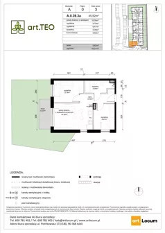3 pokoje, mieszkanie 45,52 m², parter, oferta nr A.0.39.3a, art.TEO - bud. A, Łódź, Polesie, Teofilów, ul. Kaczeńcowa