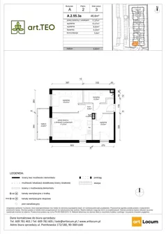 3 pokoje, mieszkanie 46,60 m², piętro 2, oferta nr A.2.55.3a, art.TEO - bud. A, Łódź, Polesie, Teofilów, ul. Kaczeńcowa
