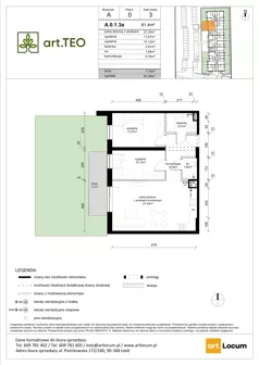 3 pokoje, mieszkanie 62,74 m², piętro 2, oferta nr A.2.14.3a, art.TEO - bud. A, Łódź, Polesie, Teofilów, ul. Kaczeńcowa