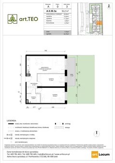 3 pokoje, mieszkanie 56,26 m², piętro 1, oferta nr A.1.44.3a, art.TEO - bud. A, Łódź, Polesie, Teofilów, ul. Kaczeńcowa
