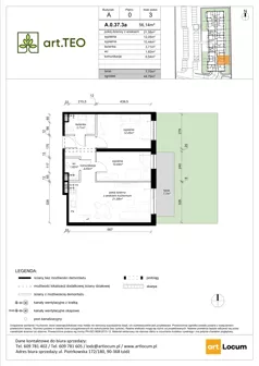 3 pokoje, mieszkanie 56,19 m², piętro 1, oferta nr A.1.45.3a, art.TEO - bud. A, Łódź, Polesie, Teofilów, ul. Kaczeńcowa