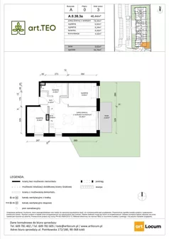 3 pokoje, mieszkanie 45,58 m², piętro 1, oferta nr A.1.47.3a, art.TEO - bud. A, Łódź, Polesie, Teofilów, ul. Kaczeńcowa