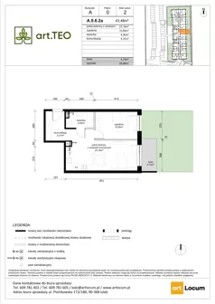 2 pokoje, mieszkanie 43,48 m², parter, oferta nr A.0.6.2a, art.TEO - bud. A, Łódź, Polesie, Teofilów, ul. Kaczeńcowa