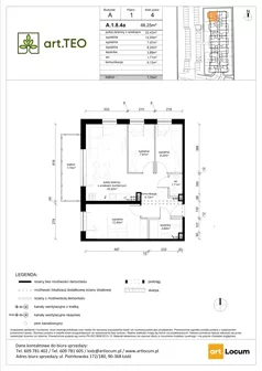 4 pokoje, mieszkanie 66,22 m², piętro 1, oferta nr A.1.8.4a, art.TEO - bud. A, Łódź, Polesie, Teofilów, ul. Kaczeńcowa