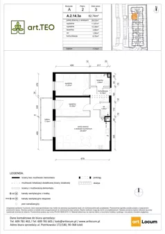 3 pokoje, mieszkanie 62,74 m², piętro 2, oferta nr A.2.14.3a, art.TEO - bud. A, Łódź, Polesie, Teofilów, ul. Kaczeńcowa