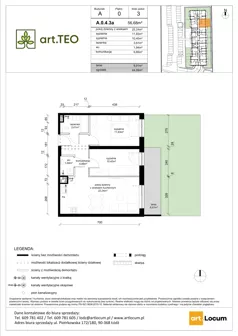 3 pokoje, mieszkanie 56,19 m², piętro 1, oferta nr A.1.45.3a, art.TEO - bud. A, Łódź, Polesie, Teofilów, ul. Kaczeńcowa