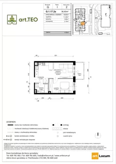 2 pokoje, mieszkanie 36,60 m², piętro 1, oferta nr G.1.17.2a, art.TEO - bud. G, H, Łódź, Polesie, Teofilów, ul. Kaczeńcowa