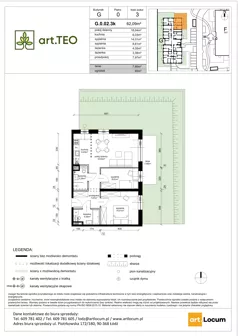 3 pokoje, mieszkanie 62,09 m², parter, oferta nr G.0.02.3k, art.TEO - bud. G, H, Łódź, Polesie, Teofilów, ul. Kaczeńcowa