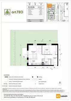 2 pokoje, mieszkanie 47,48 m², piętro 1, oferta nr H.1.09.2k, art.TEO - bud. G, H, Łódź, Polesie, Teofilów, ul. Kaczeńcowa