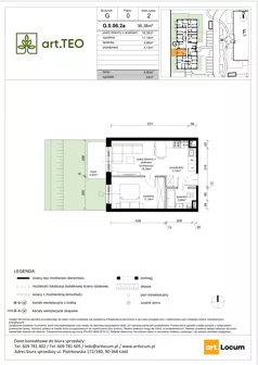 2 pokoje, mieszkanie 36,38 m², parter, oferta nr G.0.06.2a, art.TEO - bud. G, H, Łódź, Polesie, Teofilów, ul. Kaczeńcowa