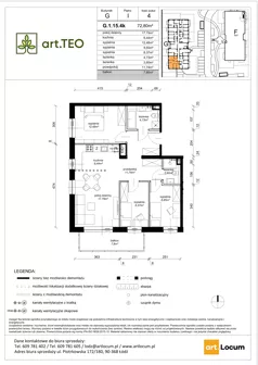4 pokoje, mieszkanie 72,80 m², piętro 1, oferta nr G.1.15.4k, art.TEO - bud. G, H, Łódź, Polesie, Teofilów, ul. Kaczeńcowa