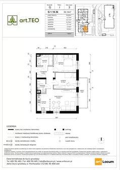 3 pokoje, mieszkanie 64,14 m², piętro 1, oferta nr G.1.16.3k, art.TEO - bud. G, H, Łódź, Polesie, Teofilów, ul. Kaczeńcowa