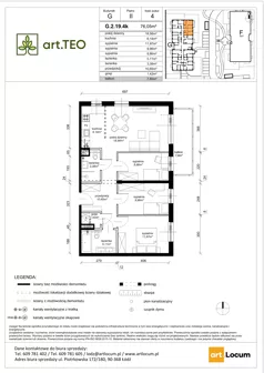 4 pokoje, mieszkanie 76,05 m², piętro 2, oferta nr G.2.19.4k, art.TEO - bud. G, H, Łódź, Polesie, Teofilów, ul. Kaczeńcowa