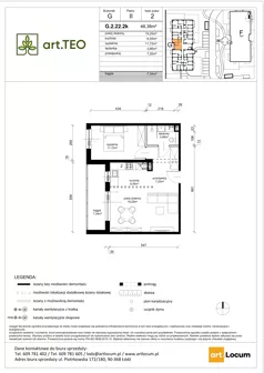 2 pokoje, mieszkanie 48,38 m², piętro 2, oferta nr G.2.22.2k, art.TEO - bud. G, H, Łódź, Polesie, Teofilów, ul. Kaczeńcowa