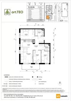 4 pokoje, mieszkanie 74,20 m², piętro 2, oferta nr G.2.24.4k, art.TEO - bud. G, H, Łódź, Polesie, Teofilów, ul. Kaczeńcowa