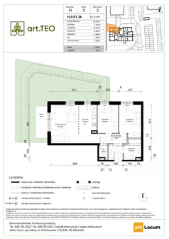 3 pokoje, mieszkanie 58,22 m², piętro 1, oferta nr H.1.10.3k, art.TEO - bud. G, H, Łódź, Polesie, Teofilów, ul. Kaczeńcowa
