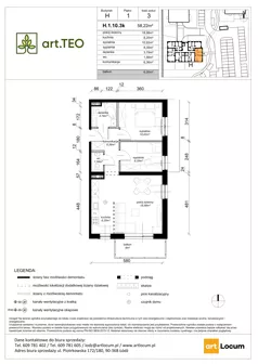 3 pokoje, mieszkanie 58,22 m², piętro 1, oferta nr H.1.10.3k, art.TEO - bud. G, H, Łódź, Polesie, Teofilów, ul. Kaczeńcowa