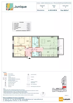 3 pokoje, mieszkanie 69,68 m², piętro 4, oferta nr A2.4.48.3k, Junique I, Poznań, Grunwald, Junikowo, ul. Miśnieńska