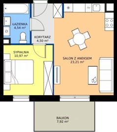 2 pokoje, mieszkanie 43,22 m², piętro 1, oferta nr M24, Kacpury Residence, Warszawa, Rembertów, Nowy Rembertów, ul. Antoniego Kacpury
