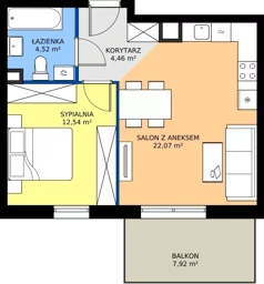 2 pokoje, mieszkanie 43,59 m², piętro 1, oferta nr M25, Kacpury Residence, Warszawa, Rembertów, Nowy Rembertów, ul. Antoniego Kacpury