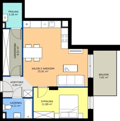 2 pokoje, mieszkanie 55,90 m², piętro 2, oferta nr M28, Kacpury Residence, Warszawa, Rembertów, Nowy Rembertów, ul. Antoniego Kacpury