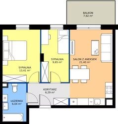 3 pokoje, mieszkanie 56,79 m², piętro 1, oferta nr M19, Kacpury Residence, Warszawa, Rembertów, Nowy Rembertów, ul. Antoniego Kacpury