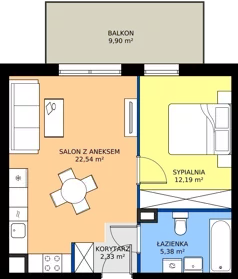 2 pokoje, mieszkanie 42,44 m², piętro 2, oferta nr M35, Kacpury Residence, Warszawa, Rembertów, Nowy Rembertów, ul. Antoniego Kacpury