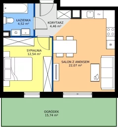2 pokoje, mieszkanie 43,59 m², parter, oferta nr M12, Kacpury Residence, Warszawa, Rembertów, Nowy Rembertów, ul. Antoniego Kacpury