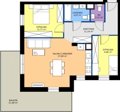 3 pokoje, mieszkanie 67,85 m², piętro 3, oferta nr M43, Kacpury Residence, Warszawa, Rembertów, Nowy Rembertów, ul. Antoniego Kacpury