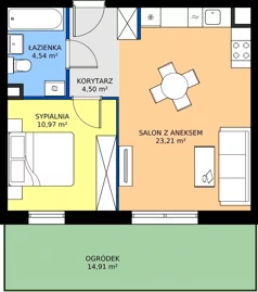 2 pokoje, mieszkanie 43,22 m², parter, oferta nr M11, Kacpury Residence, Warszawa, Rembertów, Nowy Rembertów, ul. Antoniego Kacpury