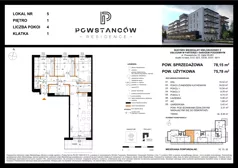 4 pokoje, mieszkanie 75,78 m², piętro 1, oferta nr M05, Powstańców Residence, Ząbki, ul. Powstańców 19