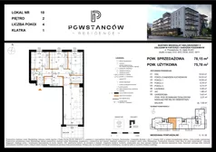 4 pokoje, mieszkanie 75,78 m², piętro 2, oferta nr M10, Powstańców Residence, Ząbki, ul. Powstańców 19