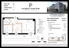 3 pokoje, mieszkanie 53,03 m², piętro 1, oferta nr M22, Powstańców Residence, Ząbki, ul. Powstańców 19