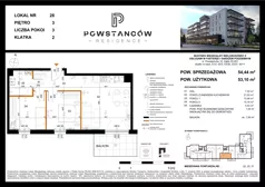 3 pokoje, mieszkanie 53,10 m², piętro 3, oferta nr M28, Powstańców Residence, Ząbki, ul. Powstańców 19